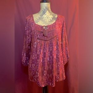 Mossimo Bohemian Print Blouse w 3/4 sleeve
